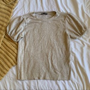 Zara Puffed Sleeve Knit Top
